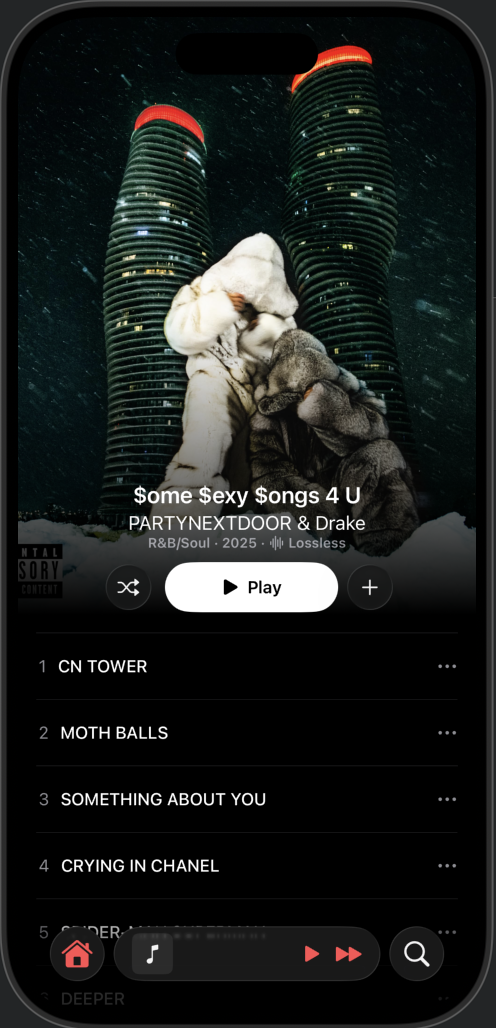 The album screen in Octaves